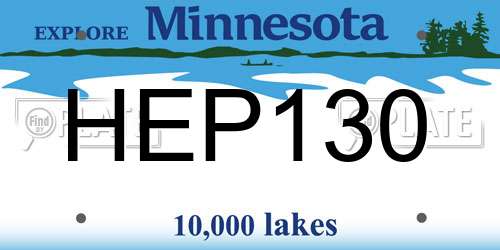 HEP130 Minnesota License Plate