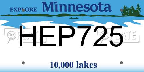 HEP725 Minnesota License Plate