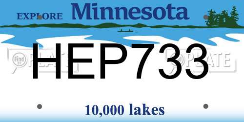 HEP733 Minnesota License Plate