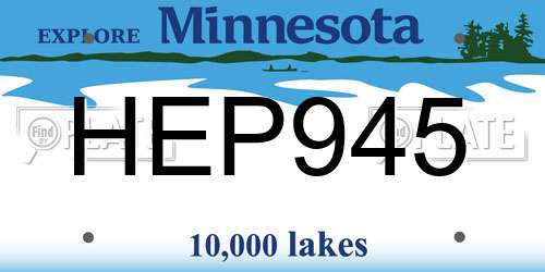 HEP945 Minnesota License Plate