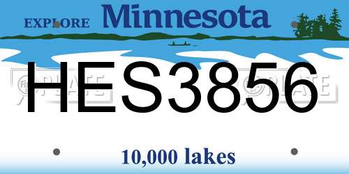 HES3856 Minnesota License Plate