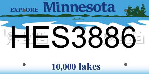 HES3886 Minnesota License Plate