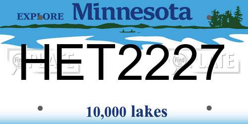 HET2227 Minnesota License Plate