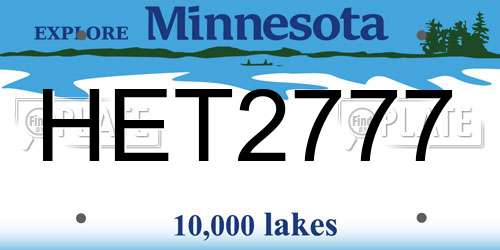 HET2777 Minnesota License Plate
