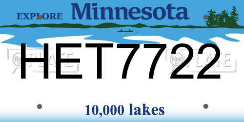 HET7722 Minnesota License Plate