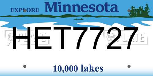 HET7727 Minnesota License Plate