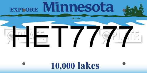 HET7777 Minnesota License Plate