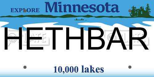 HETHBAR Minnesota License Plate