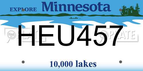 HEU457 Minnesota License Plate