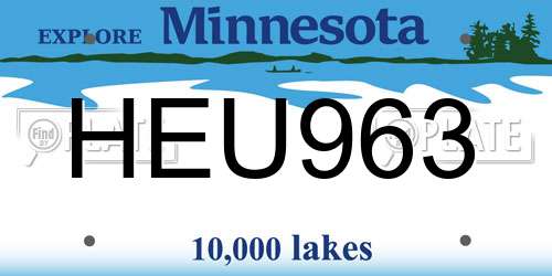 HEU963 Minnesota License Plate