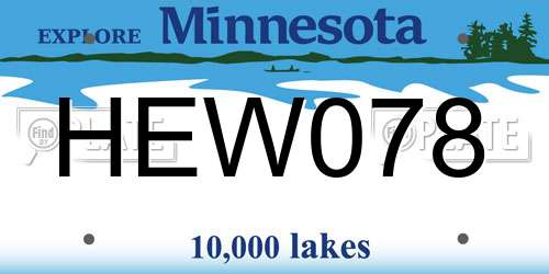 HEW078 Minnesota License Plate