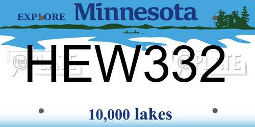 HEW332 Minnesota License Plate