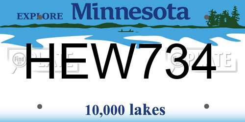 HEW734 Minnesota License Plate