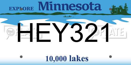HEY321 Minnesota License Plate