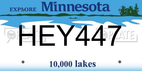 HEY447 Minnesota License Plate