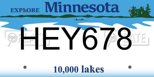 HEY678 Minnesota License Plate