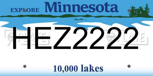 HEZ2222 Minnesota License Plate