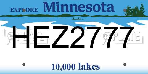 HEZ2777 Minnesota License Plate