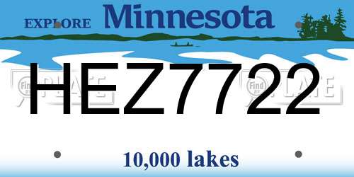 HEZ7722 Minnesota License Plate
