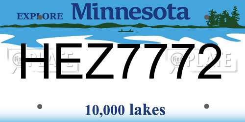 HEZ7772 Minnesota License Plate