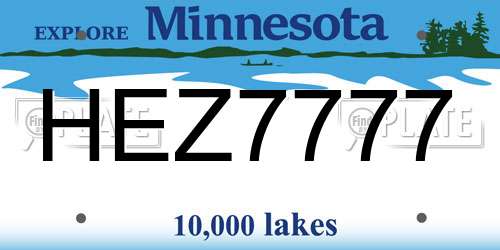 HEZ7777 Minnesota License Plate