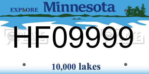 HF09999 Minnesota License Plate