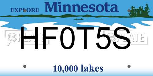 HF0T5S Minnesota License Plate