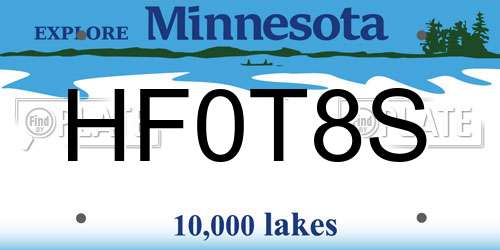 HF0T8S Minnesota License Plate
