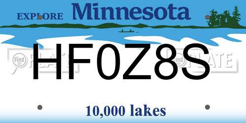 HF0Z8S Minnesota License Plate