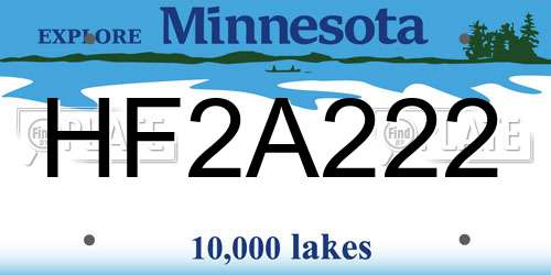 HF2A222 Minnesota License Plate