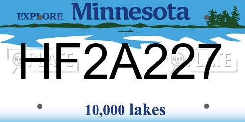 HF2A227 Minnesota License Plate