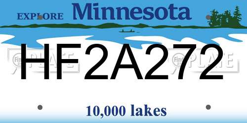 HF2A272 Minnesota License Plate