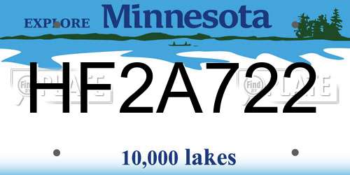 HF2A722 Minnesota License Plate