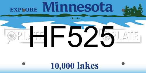 HF525 Minnesota License Plate