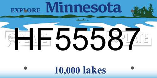 HF55587 Minnesota License Plate