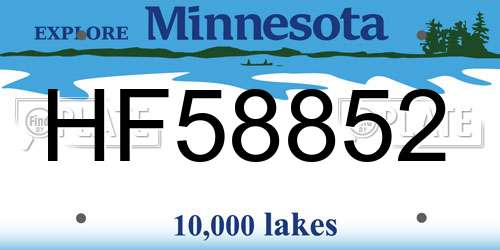 HF58852 Minnesota License Plate