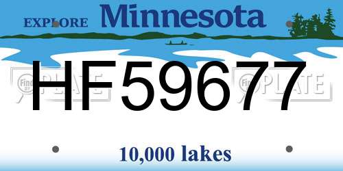 HF59677 Minnesota License Plate