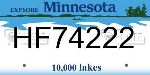 HF74222 Minnesota License Plate