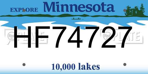 HF74727 Minnesota License Plate