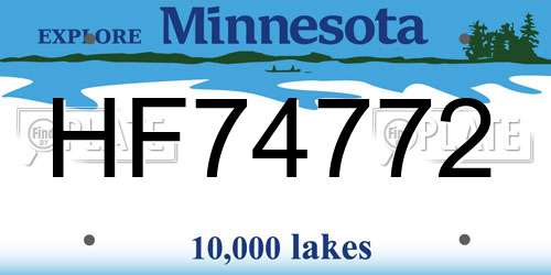 HF74772 Minnesota License Plate
