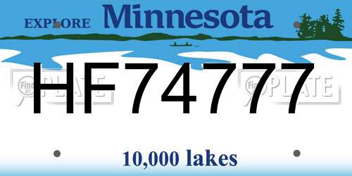 HF74777 Minnesota License Plate