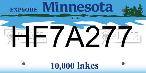 HF7A277 Minnesota License Plate