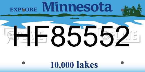 HF85552 Minnesota License Plate
