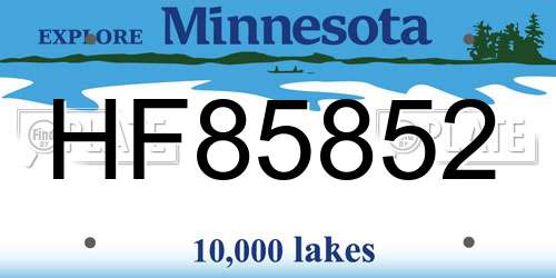 HF85852 Minnesota License Plate