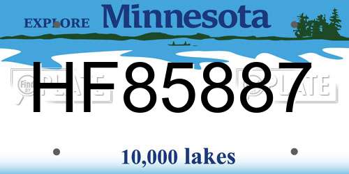 HF85887 Minnesota License Plate