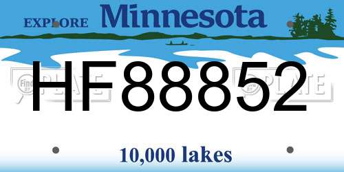 HF88852 Minnesota License Plate