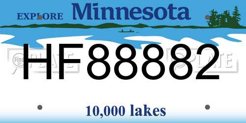 HF88882 Minnesota License Plate
