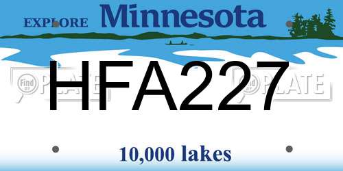 HFA227 Minnesota License Plate