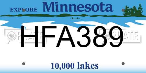 HFA389 Minnesota License Plate