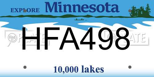 HFA498 Minnesota License Plate